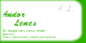 andor lencs business card